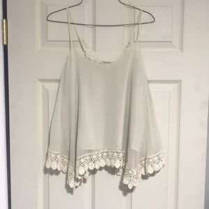 Forever 21 cropped tank lace trim S NWOT